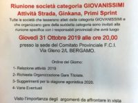 Ciclismo Giovanissimi: giovedì 31 ottobre la riunione delle società presso il Comitato Provinciale