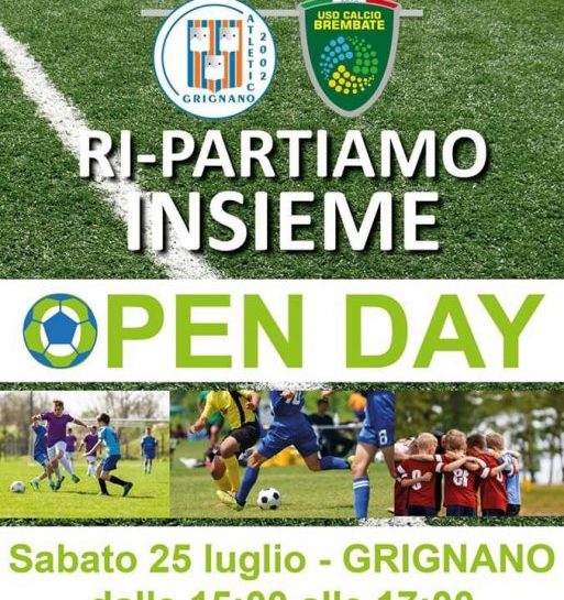 Sabato 25 luglio OPEN DAY in collaborazione tra Atletico Grignano e Calcio Brembate per annate dal 2005 al 2015