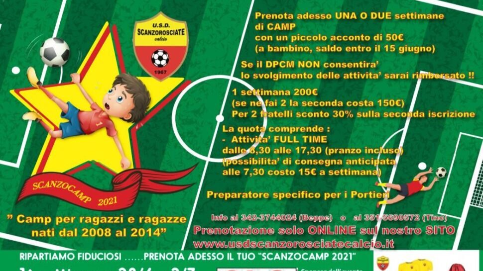 Ecco lo ScanzoCamp 2021 per ragazzi e ragazze nati dal 2008 al 2014