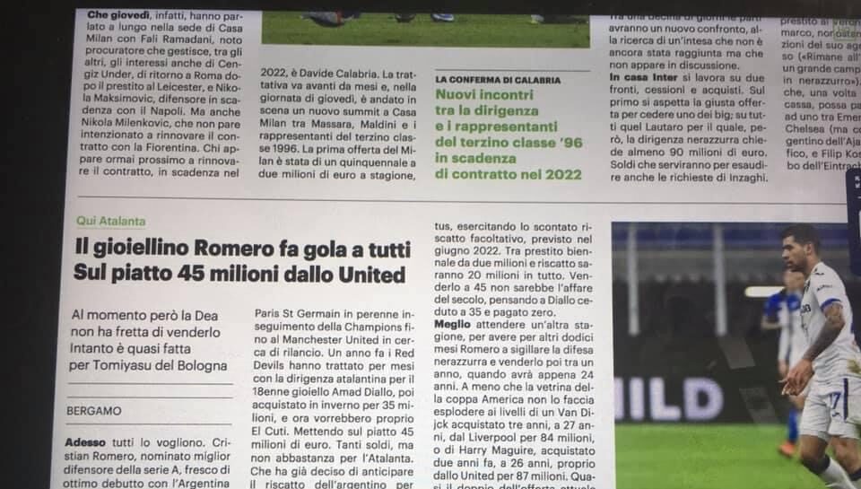 L’Atalanta non cederà Romero quest’anno: nel 2022 potrebbe valere 85 milioni