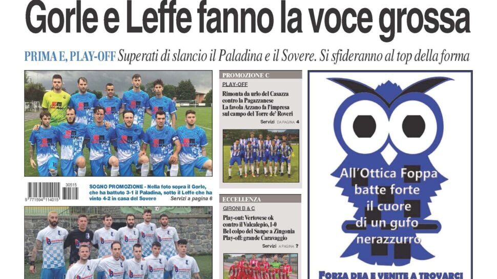 Bg & Sport in edicola: applausi a Caravaggio, Casazza, Azzano, Gorle e Leffe