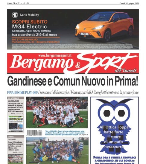 Bg & Sport in edicola: applausi a Gandinese e a Comun Nuovo promossi in Prima categoria