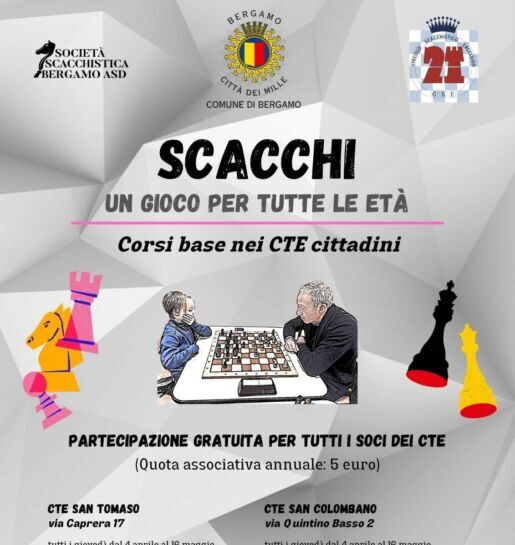 SCACCHI: UN GIOCO PER TUTTE LE ETÀ, CORSI BASE IN QUATTRO CTE CITTADINI