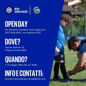 AIB, l’open day della Scuola Calcio Inter il 19 a Chignolo