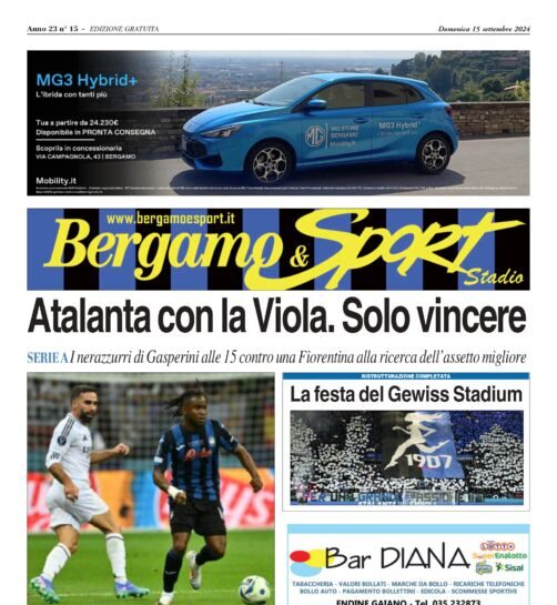 Atalanta -Fiorentina nel nuovo Gewiss Stadium, leggi qui gratuitamente la copia di Bergamo & Sport