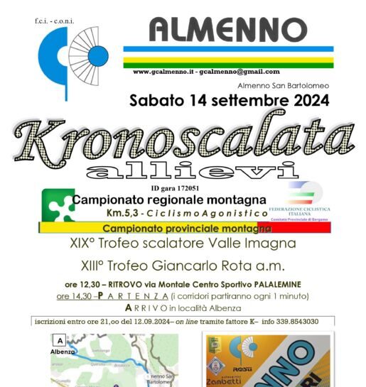 Kronoscalata Allievi sabato 14 ad Almenno