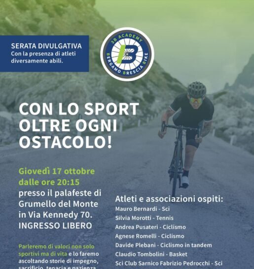 Con lo sport oltre ogni ostacolo, serata divulgativa giovedì 17 ottobre a Grumello