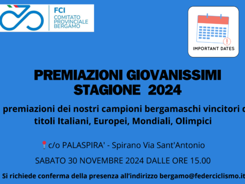 Il 30 novembre a Spirano le Premiazioni del Comitato FCI Bergamo