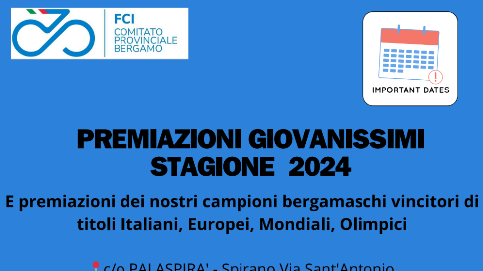 Il 30 novembre a Spirano le Premiazioni del Comitato FCI Bergamo