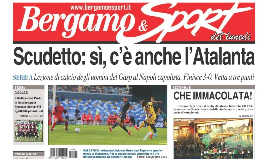 Bg & Sport in edicola: brillano Atalanta, Immacolata, Mapello, Paladina, San Paolo e Torre de’ Roveri