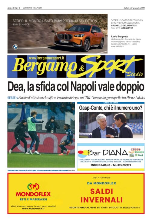 Atalanta-Napoli leggi qui la gratis tua copia del Bergamo & Sport stadio